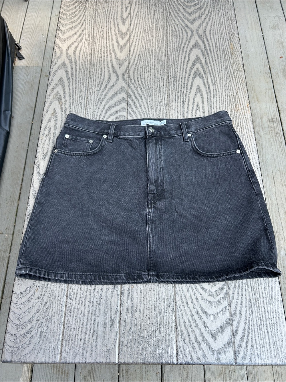 Classic Black Denim A-Line Skirt